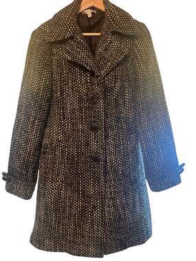 CAbi Black & White Peppy Urban Street Indie Tweed Button Front Coat Size M